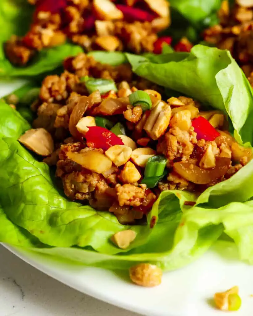 Packed with plenty of protein from ground chicken and fresh vegetables like onion, red pepper, garlic, water chestnuts, and butter lettuce, it's a satisfying and healthy dish that's perfect as a main meal or appetizer. 