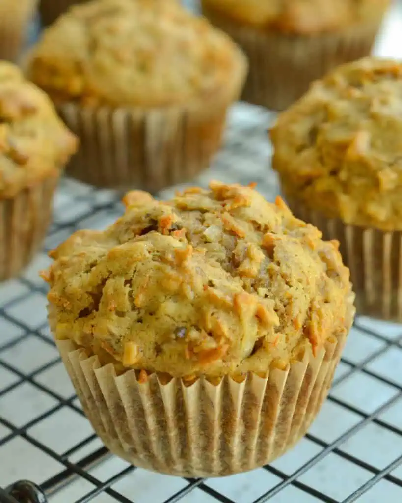 These delectable Morning Glory Muffins are loaded with dried fruit, carrots, and nuts. 