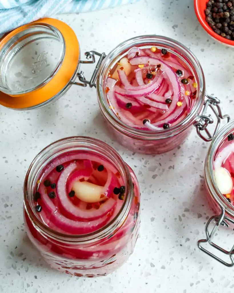 Try pickled onions on burgers, brats, sandwiches, burritos, tacos, casseroles, and so much more.