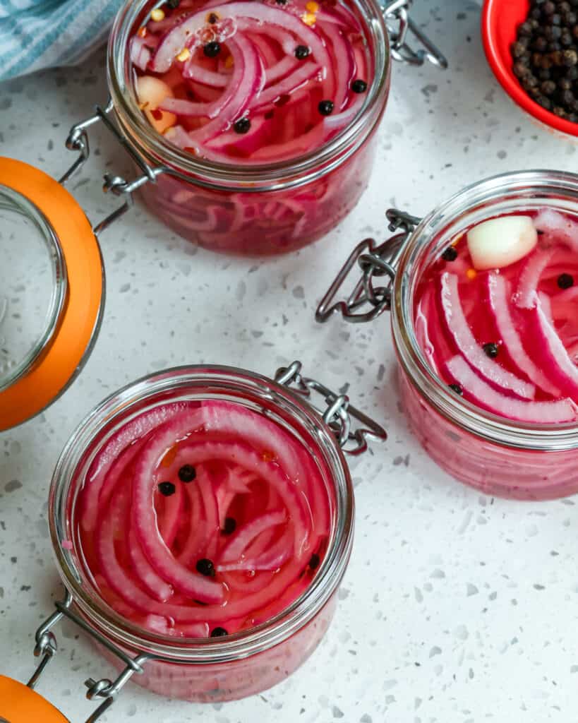 Sweet Pickled Red Onions are a breeze to make and they add so much flavor to so many dishes.