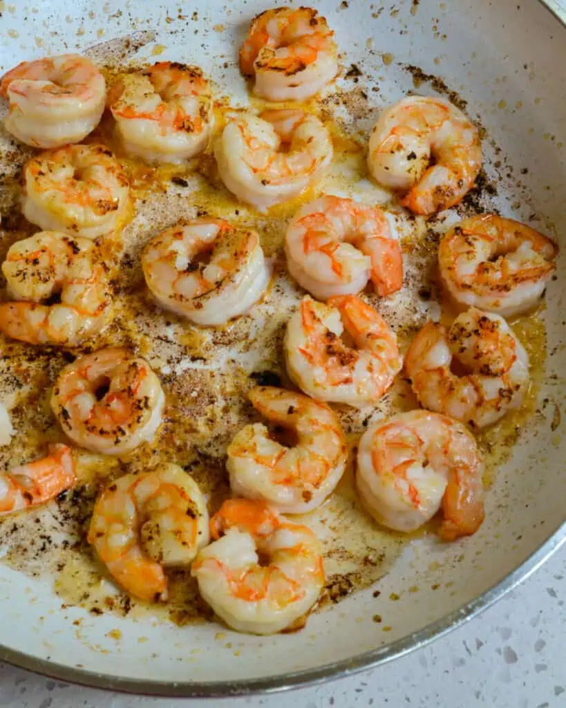 Sauté the shrimp for 1 1/2-2 minutes per side. 