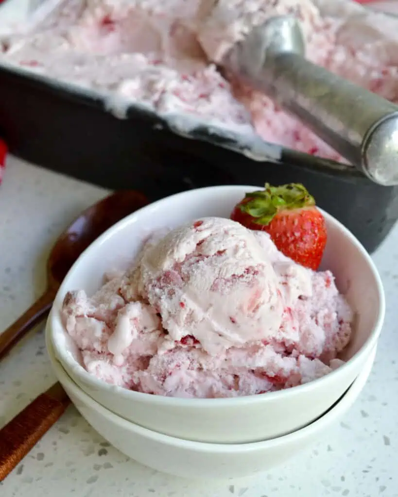 You are going to love the little bits of sweetened smashed strawberries mixed in this Strawberry Ice Cream. 