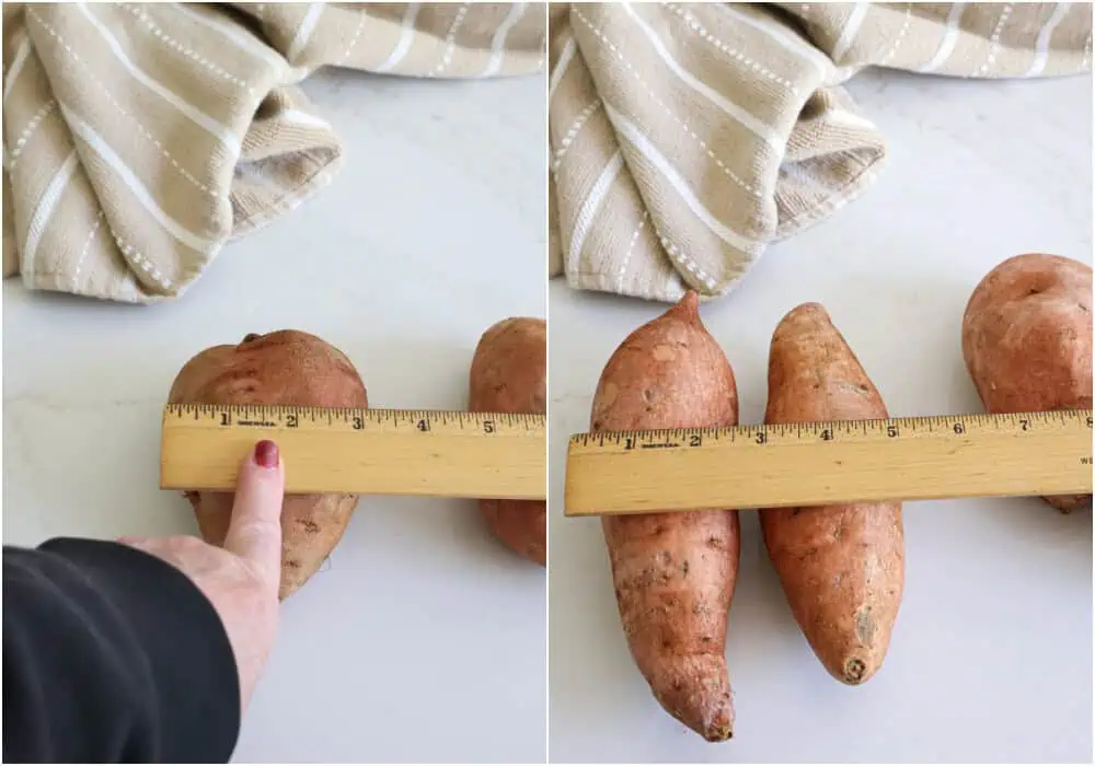 Measure your sweet potatoes so you know how long to cook them in an instant pot. 
