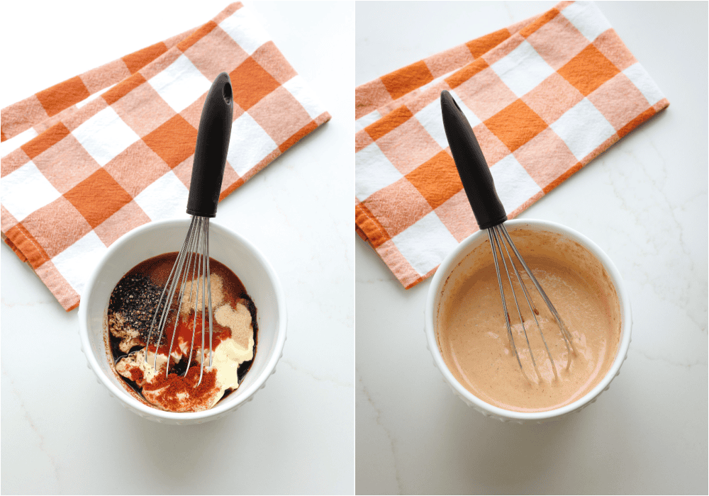 The steps to making copycat Raising Cane's sauce. Whisk the mayo, ketchup, Worcestershire sauce, garlic powder, onion powder, smoked paprika, salt, and black pepper in a medium bowl. 